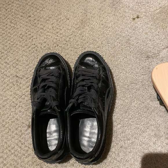 Fenty Puma Black Patent Cracked Leather Creepers - Picture 2 of 7